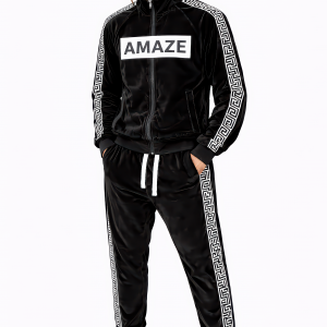 Alternative view of Signature Maze Velour Tracksuit – Midnight Black