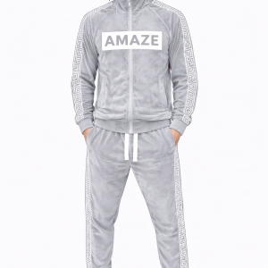 Alternative view of Signature Maze Velour Tracksuit – Silver Mist