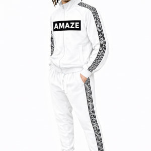 Signature Maze Velour Tracksuit – Arctic White